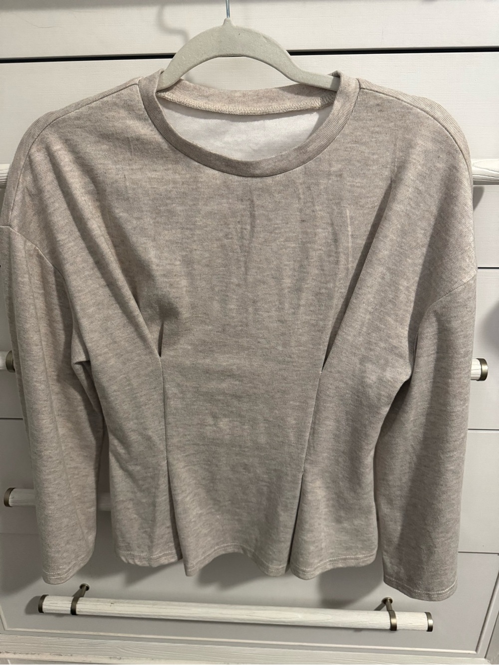 SHEIN Taupe Long Sleeve Crewneck Sweatshirt